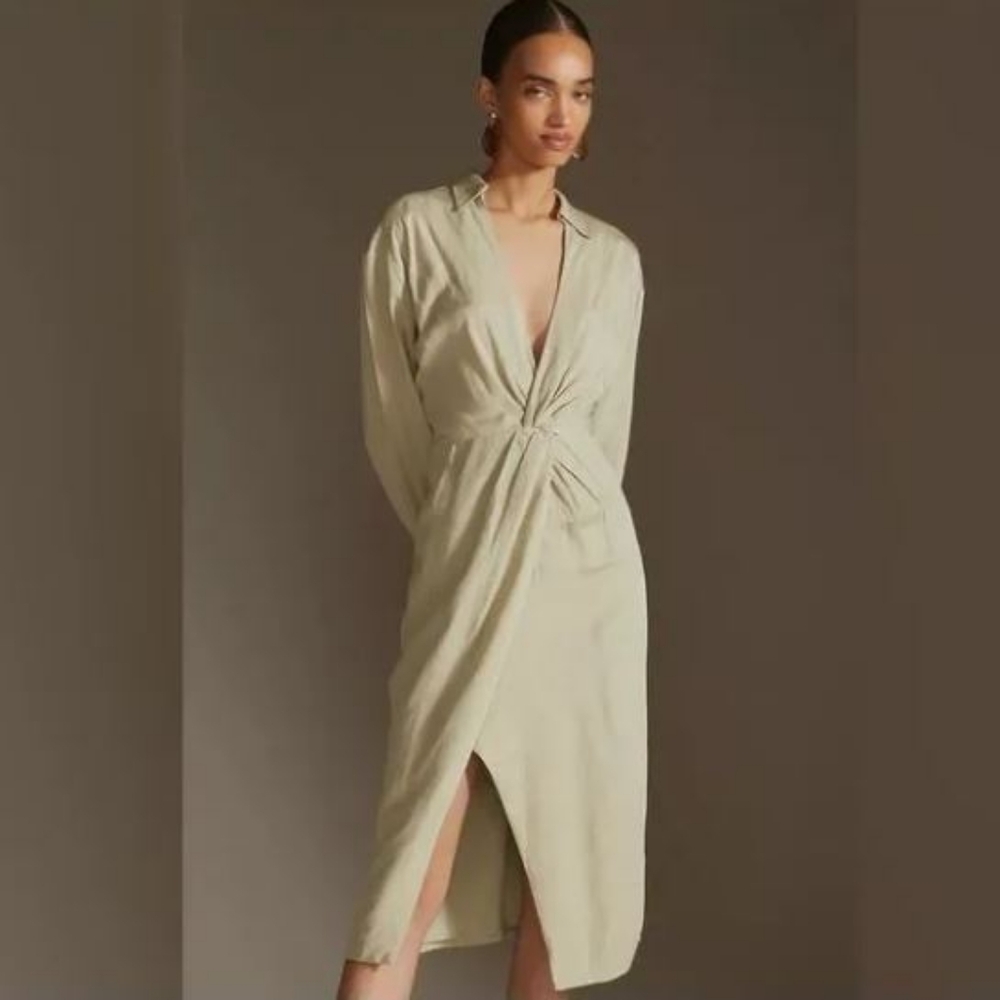 ByAnthropologie tie dress in Moss -size 8
